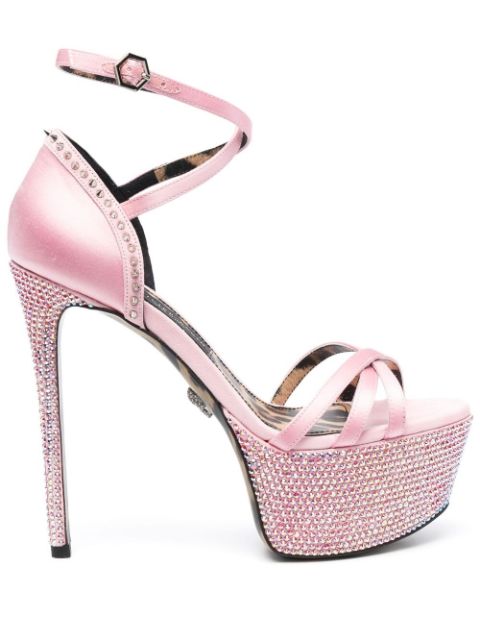 Philipp Plein embellished satin platform sandals Women