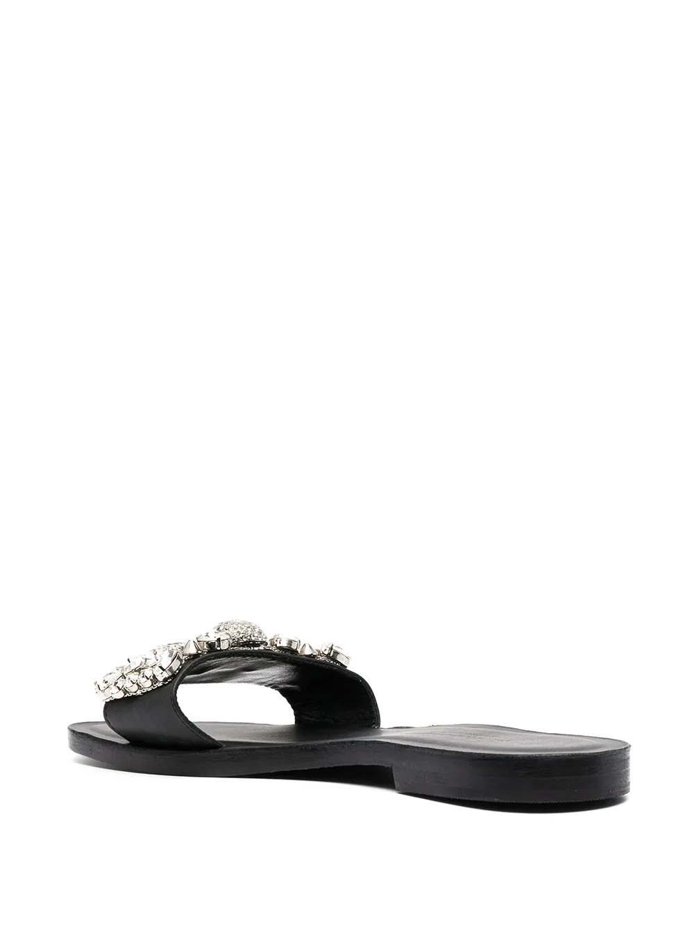 Shop Philipp Plein Embellished Leather Sandals In Black