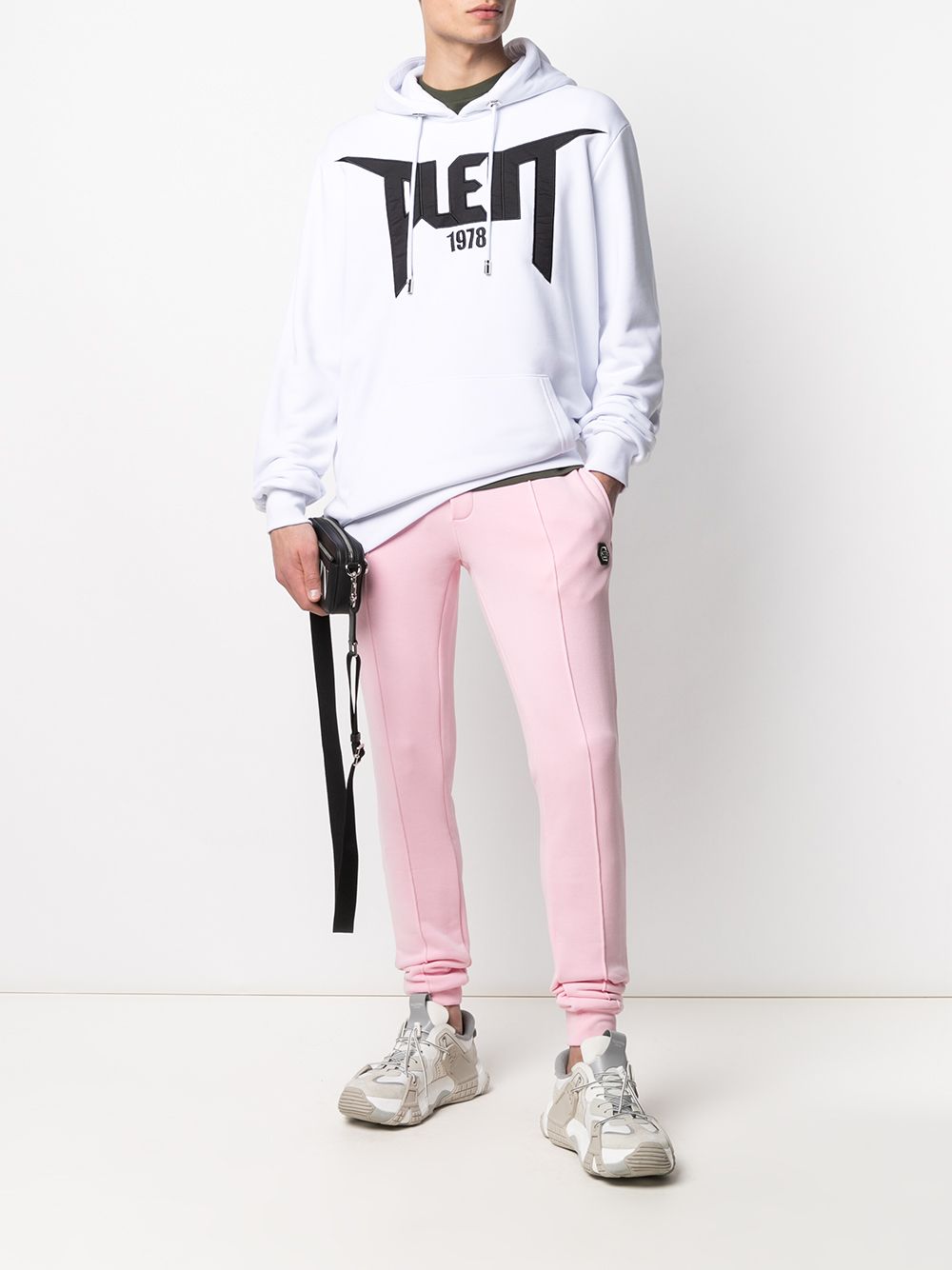 Shop Philipp Plein Skinny-fit Track Pants With Logo Patch In Pink