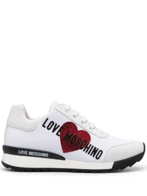 Love Moschino Womens Shoes White Patch Sneaker FW 19-20