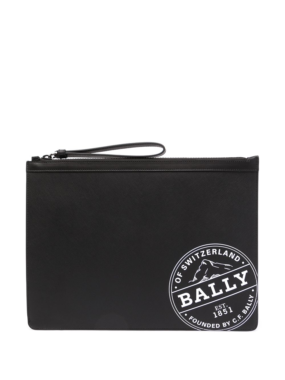 Bally Logo-print Leather Clutch Bag In Black