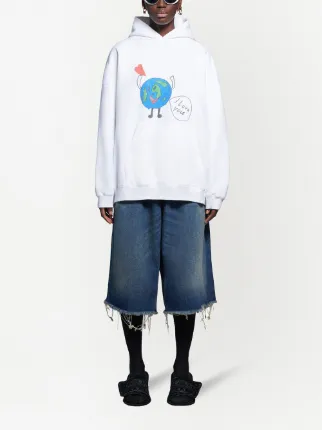 Love Earth print oversized hoodie展示图