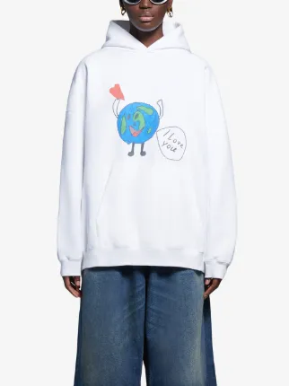 Love Earth print oversized hoodie展示图