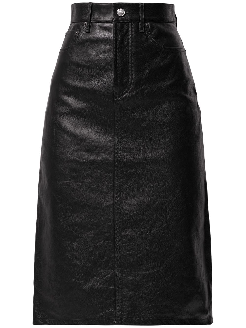 фото Balenciaga кожаная юбка миди