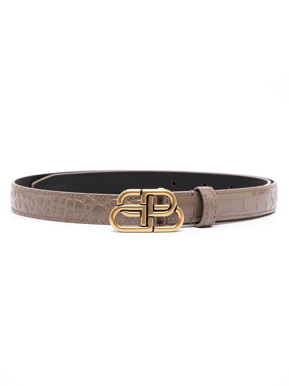 BALENCIAGA CROC-EFFECT LOGO-BUCKLE BELT