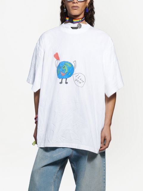 t shirt earth print balenciaga