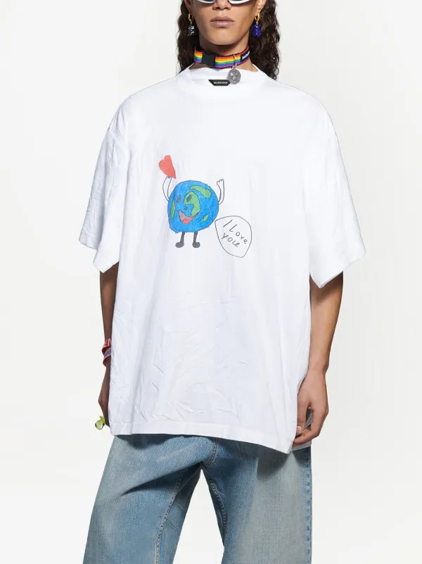 Balenciaga earth-print Layered T-shirt 