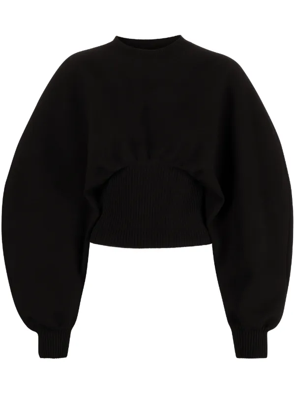 black balloon sleeve sweater