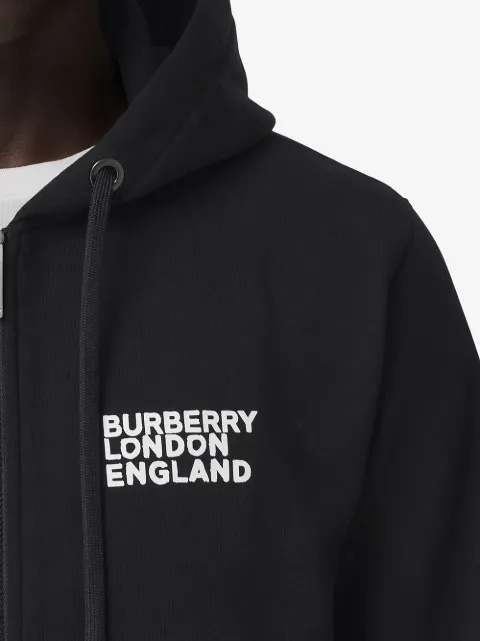 Shop black Burberry Love-print organic cotton hoodie with Express Delivery - Farfetch