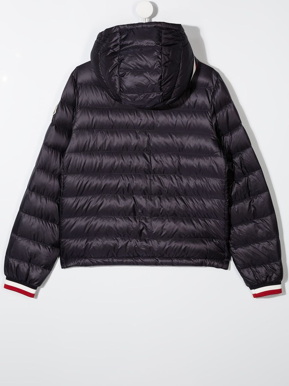 фото Moncler enfant пуховик с окантовкой в полоску