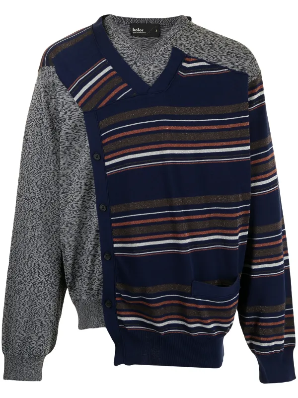 Kolor blue asymmetric patchwork jumper 