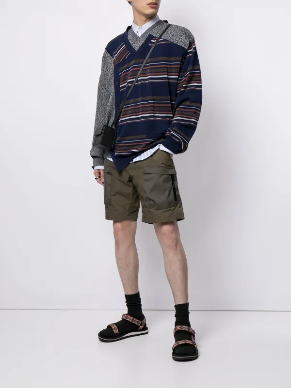 Kolor blue asymmetric patchwork jumper 