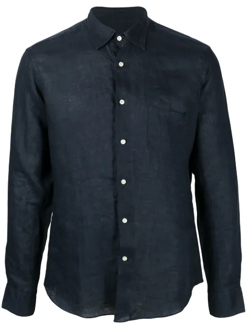 PENINSULA SWIMWEAR crinkled effect curved hem shirt
