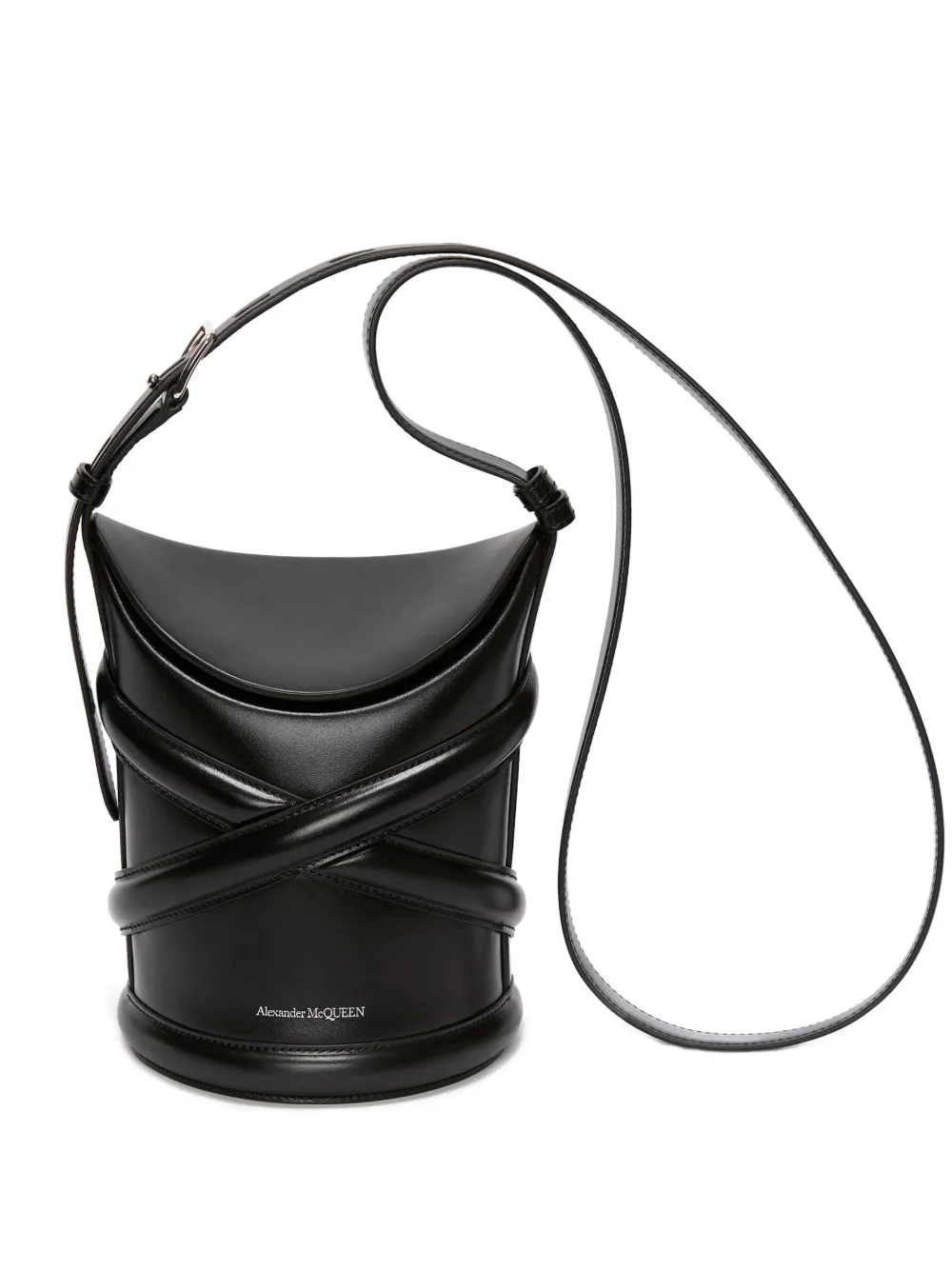 Image 1 of Alexander McQueen black the curve small leather cross body bag