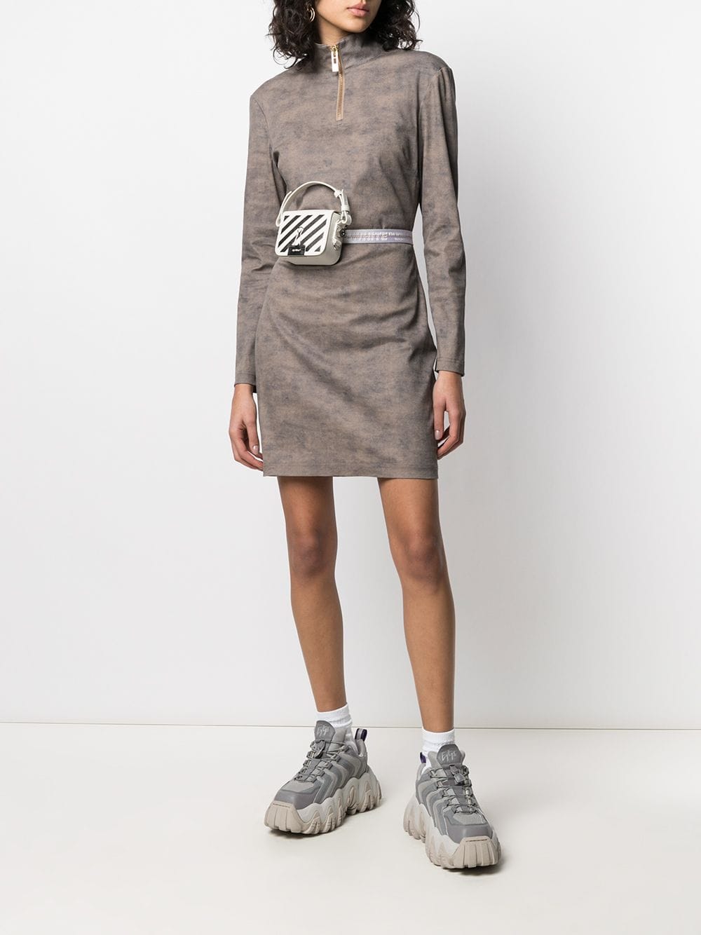 Shop Han Kjobenhavn Washed-effect Twill Mini Dress In Brown