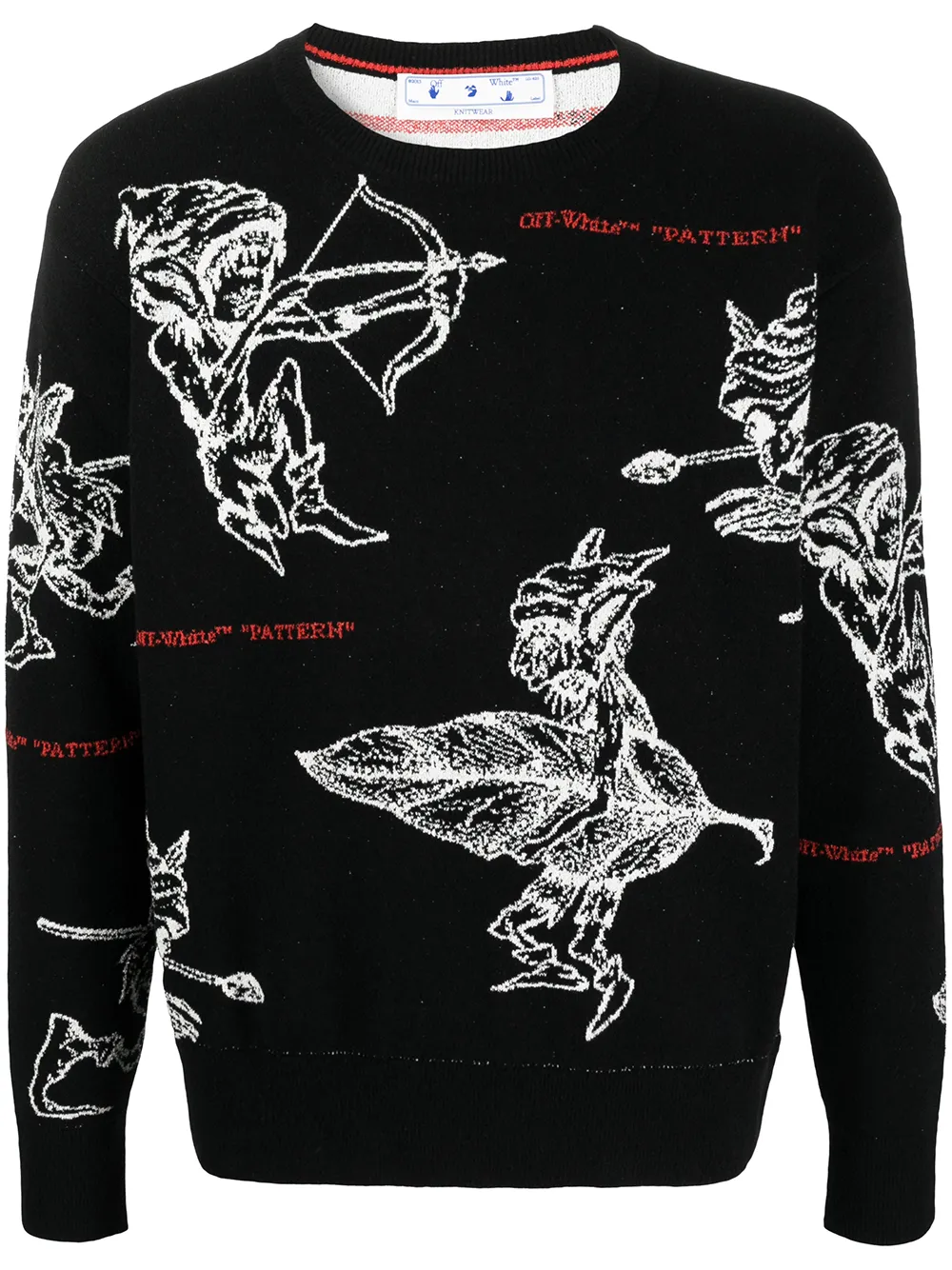 Click to view more detailed imagery on our partner's website Off-white Patterned Intarsia-knit Jumper In Black