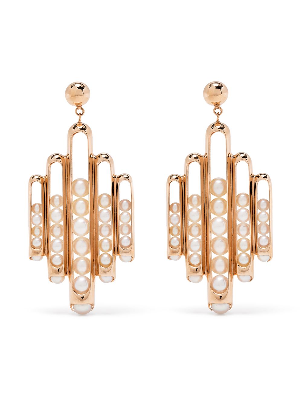 Zeemou Zeng 18kt Rose Gold Akoya Pearl Melody Earrings In Pink