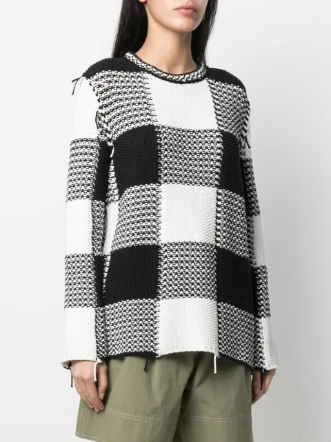 Men/'s Valentino Red Black Checked Jumper