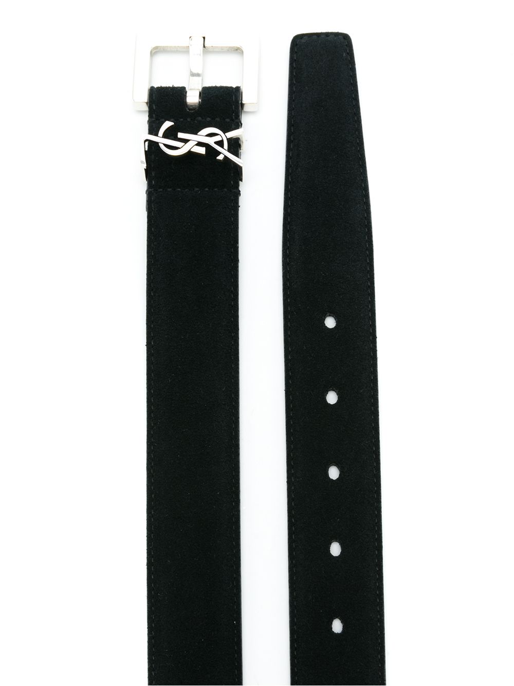 Shop Saint Laurent Ysl Leather Belt In Black