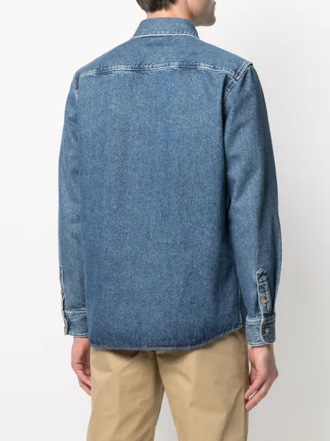 Shop blue A.P.C. Victor denim overshirt 