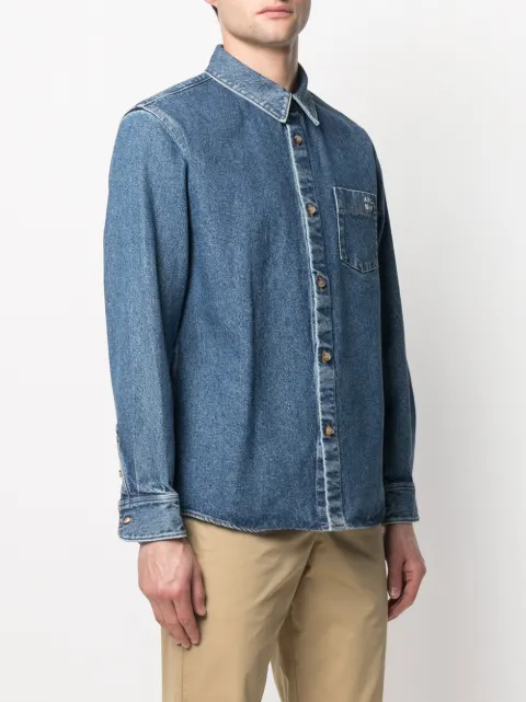 Shop blue A.P.C. Victor denim overshirt 