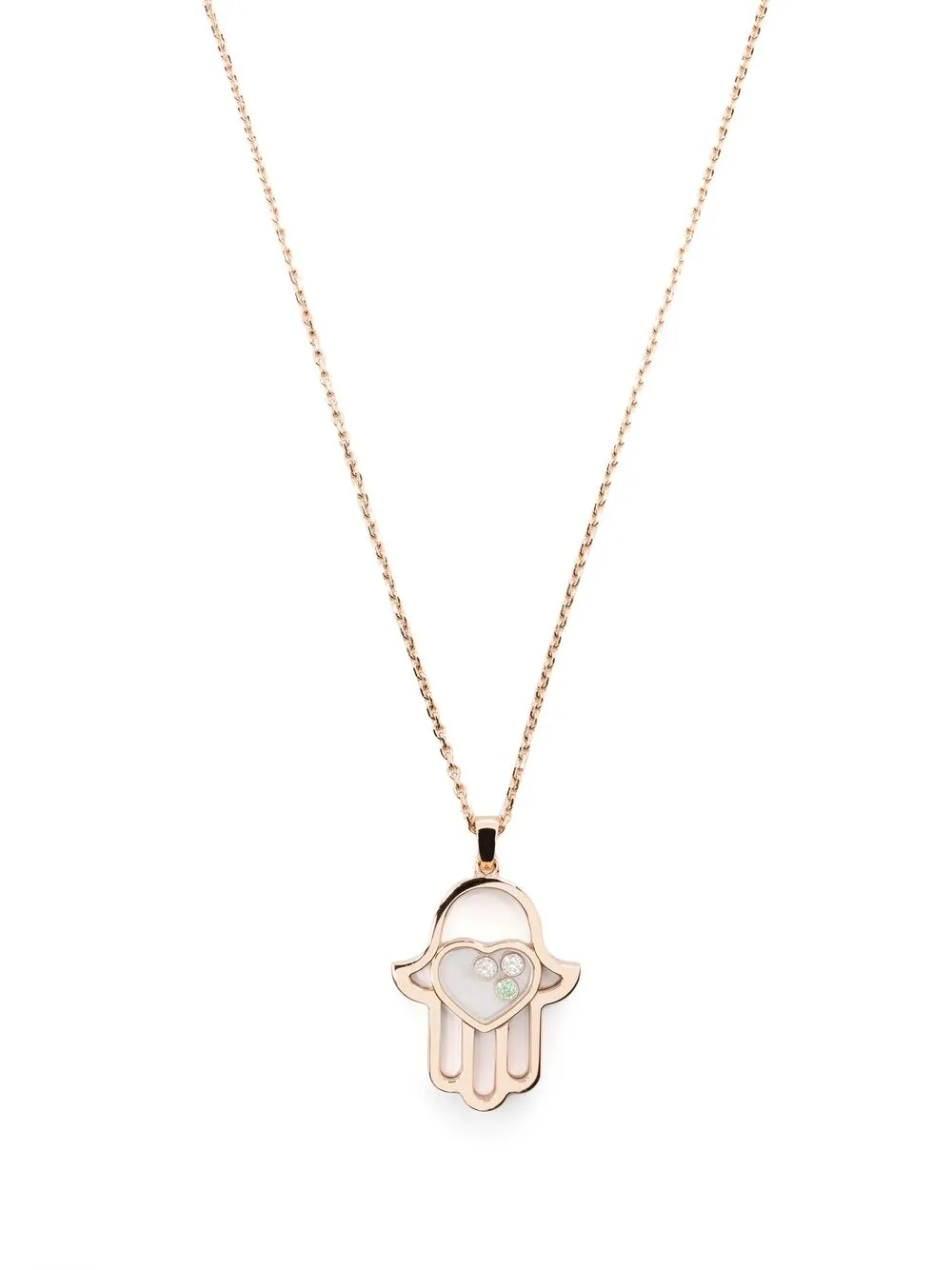 Chopard 18kt Rose Gold Diamond Good Luck Charms Necklace In Pink