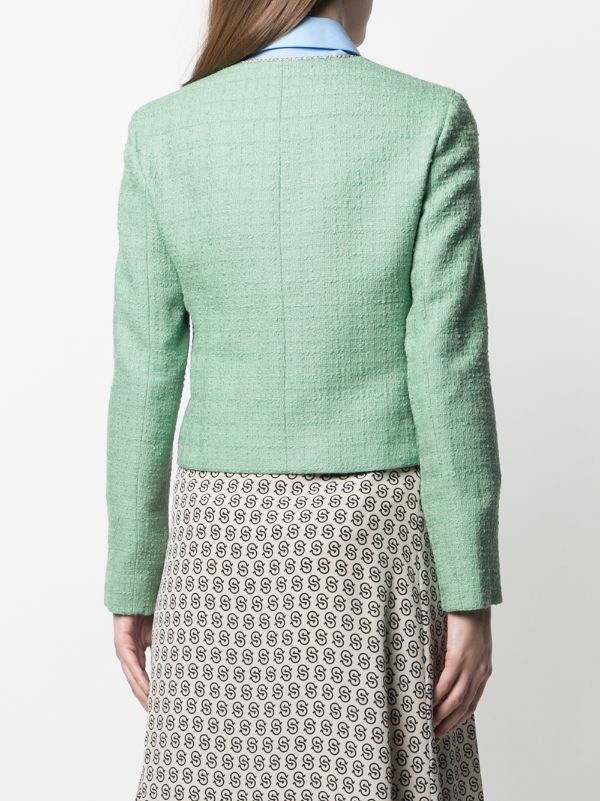 mint green tweed blazer