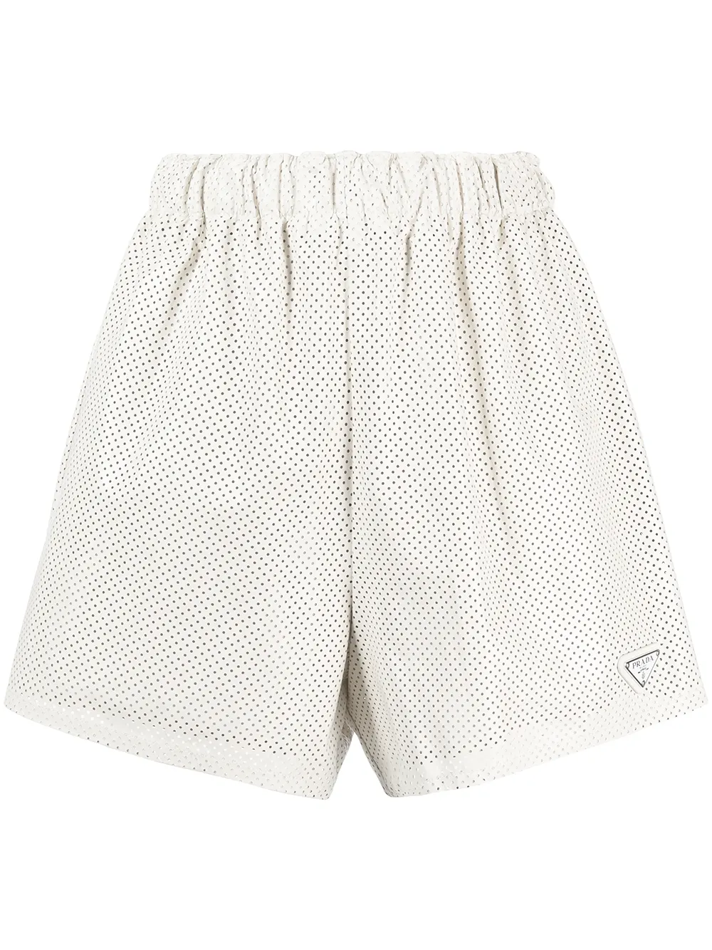 Prada high-waisted logo-plaque shorts | White | Image 1