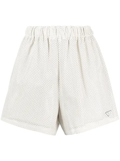 Prada high-waisted logo-plaque shorts