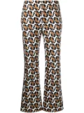FENDI stitched leopard pattern trousers - White