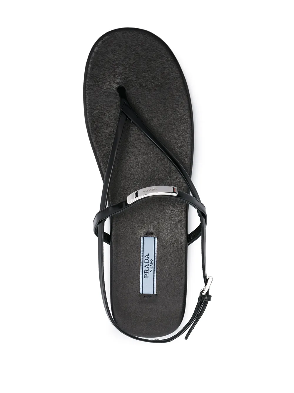 Prada logo plaque thong sandals Black