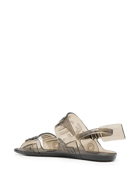 off white sheer zip tie sandals
