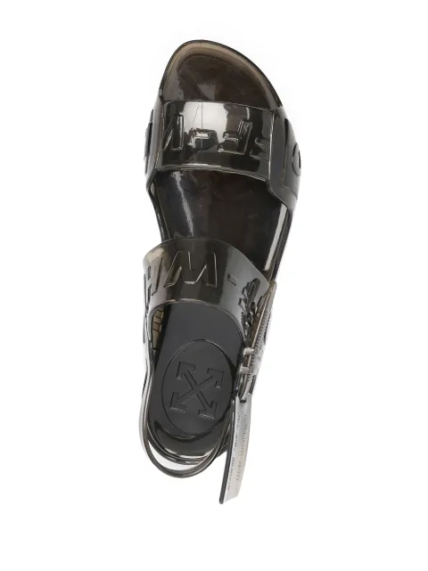 off white sheer zip tie sandals