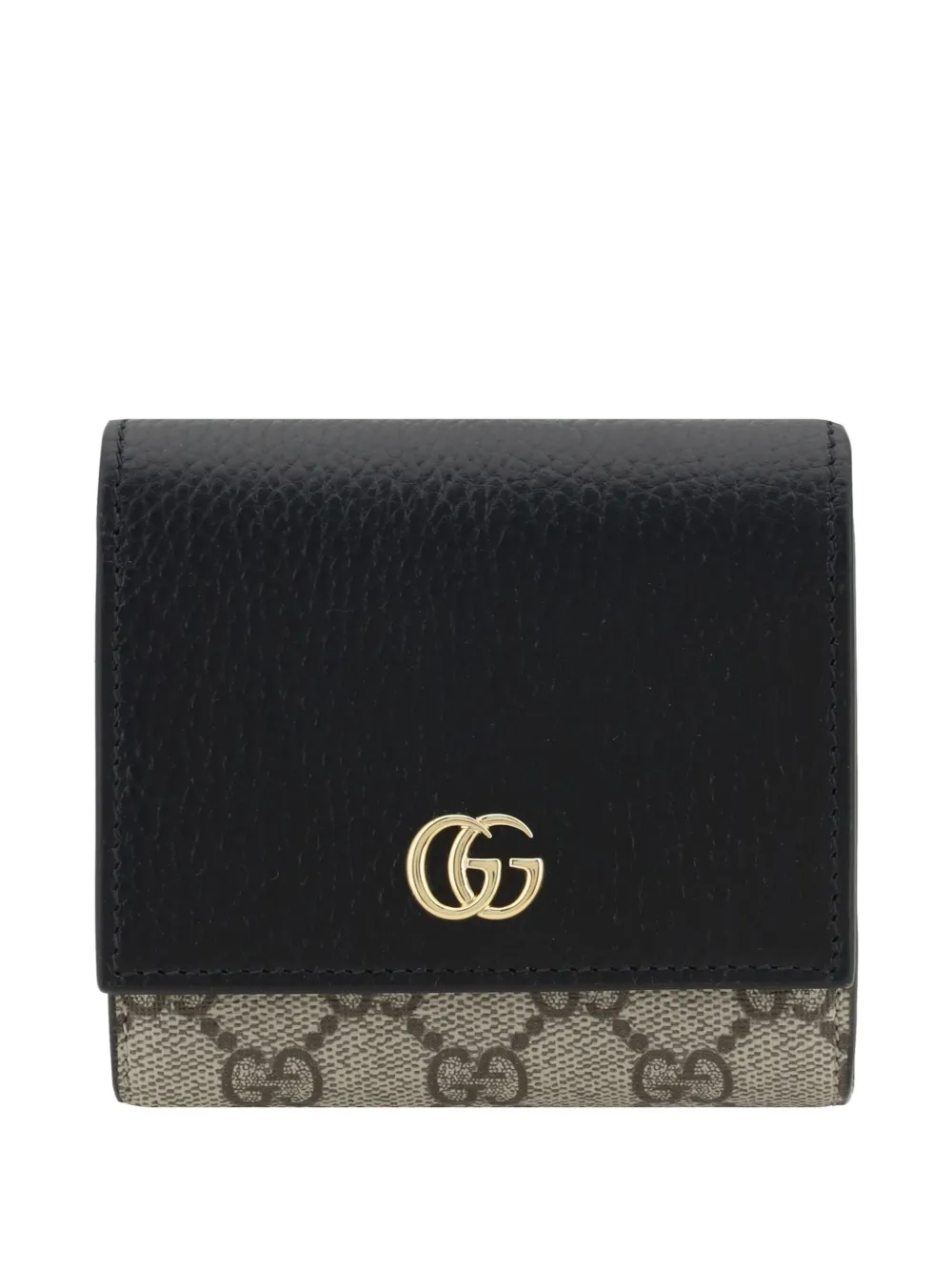 Gucci GG Supreme tri fold wallet women Calf Leather Canvas One Size Black