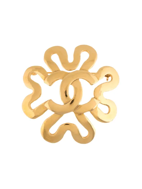 CHANEL Pre-Owned 1995 pre-owned flower motif CC brooch