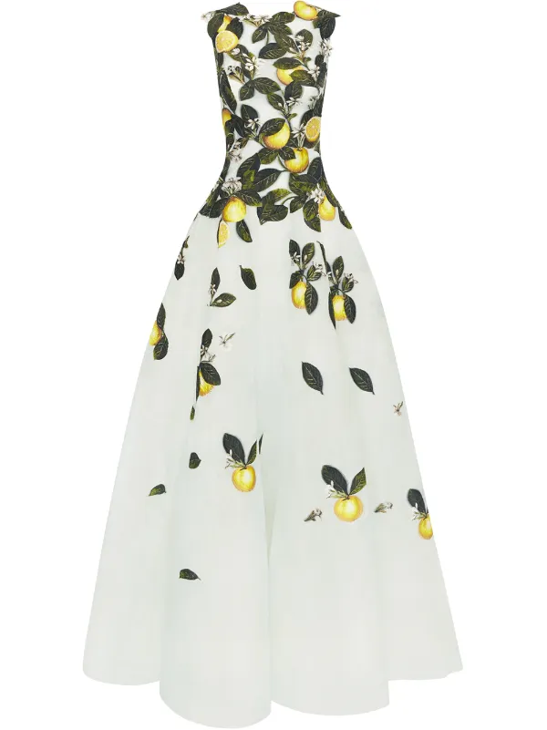 oscar de la renta lemon dress