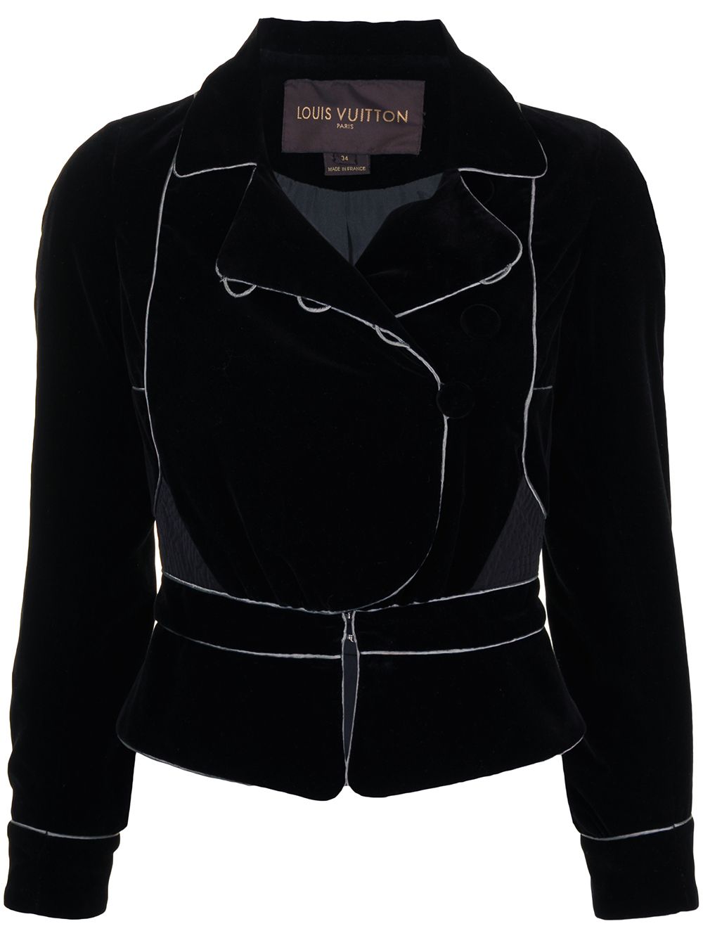 Pre-owned Louis Vuitton  Piped Seam Velvet Jacket In Black