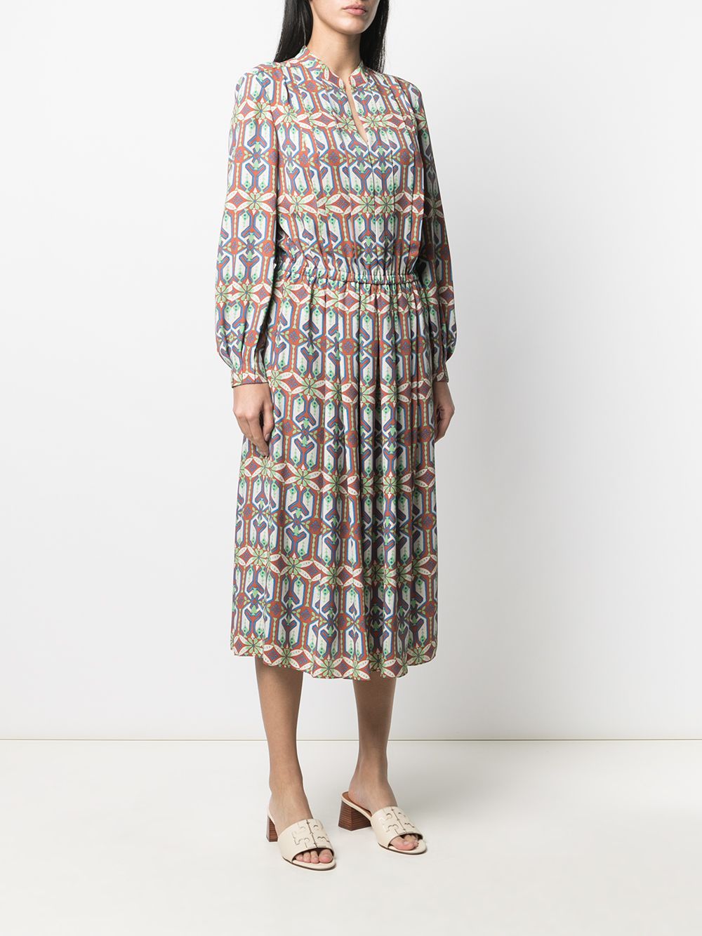 Tory Burch geometric-print Pleated Midi Dress - Farfetch