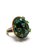 AKANSHA SETHI Cactus emerald studded ring - Gold