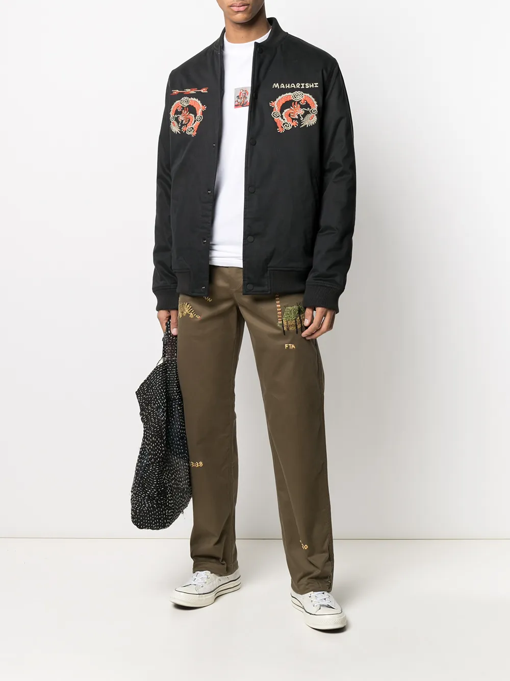 Maharishi Shirtjack met print - Zwart