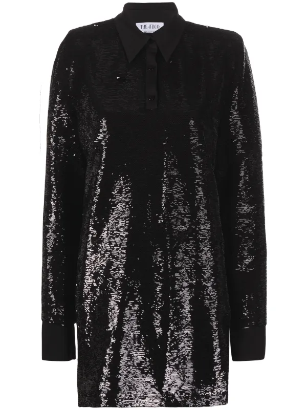 Attico Sequin-embellished Mini Dress - Black