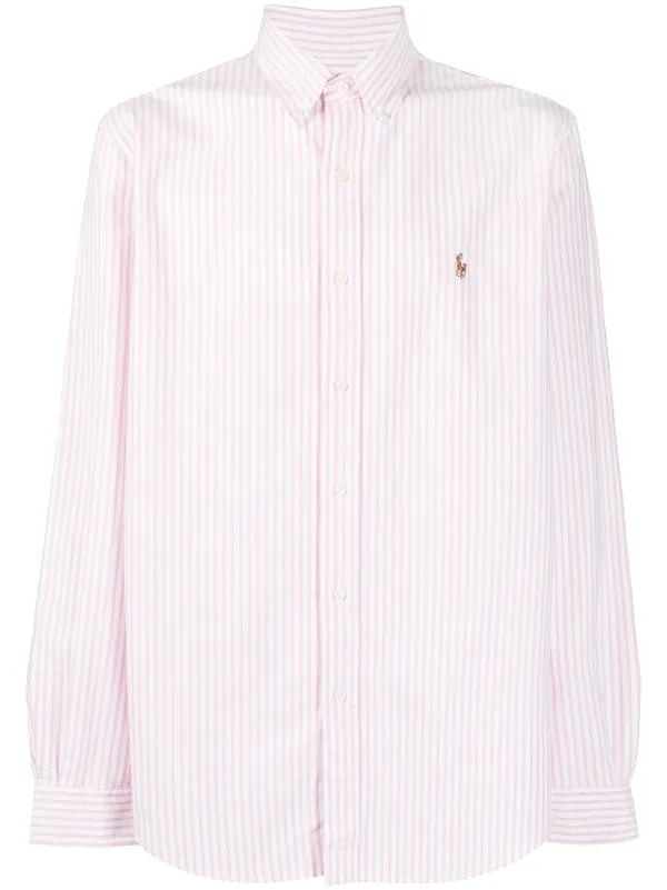 pink and white striped ralph lauren shirt