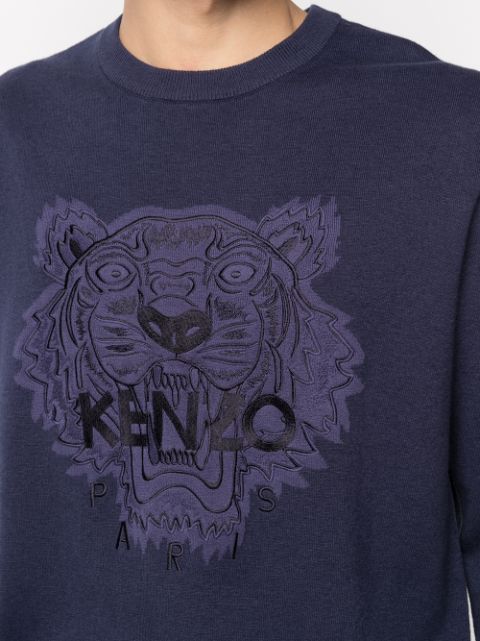 Shop Kenzo tiger-embroidered jumper with Express Delivery 