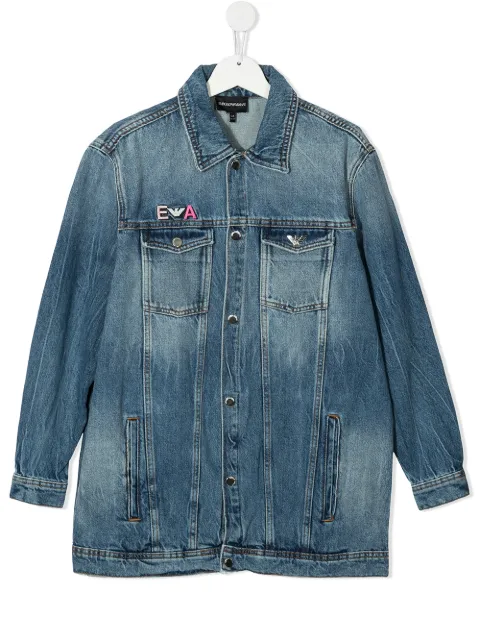 Emporio Armani Kids جاكيت جينز بياقة كلاسيكية