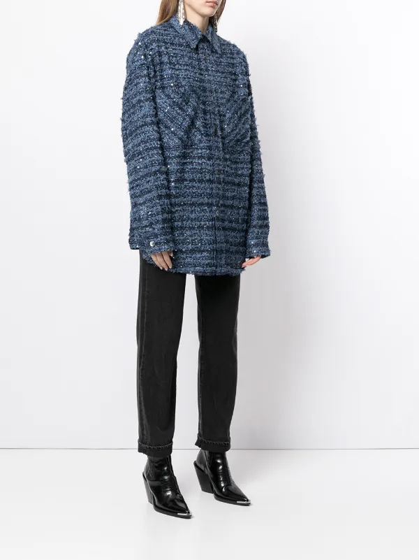 Faith Connexion Checked Tweed Oversized Shirt - Farfetch