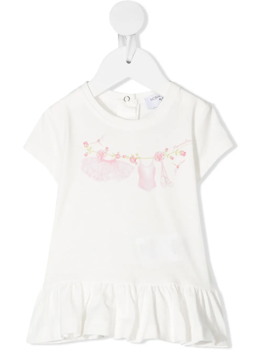 Shop Monnalisa Ruffled Hem T-shirt In White