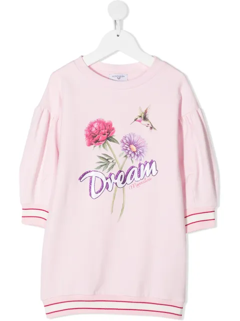 Monnalisa 드림 프린트 스웨트셔츠 드레스