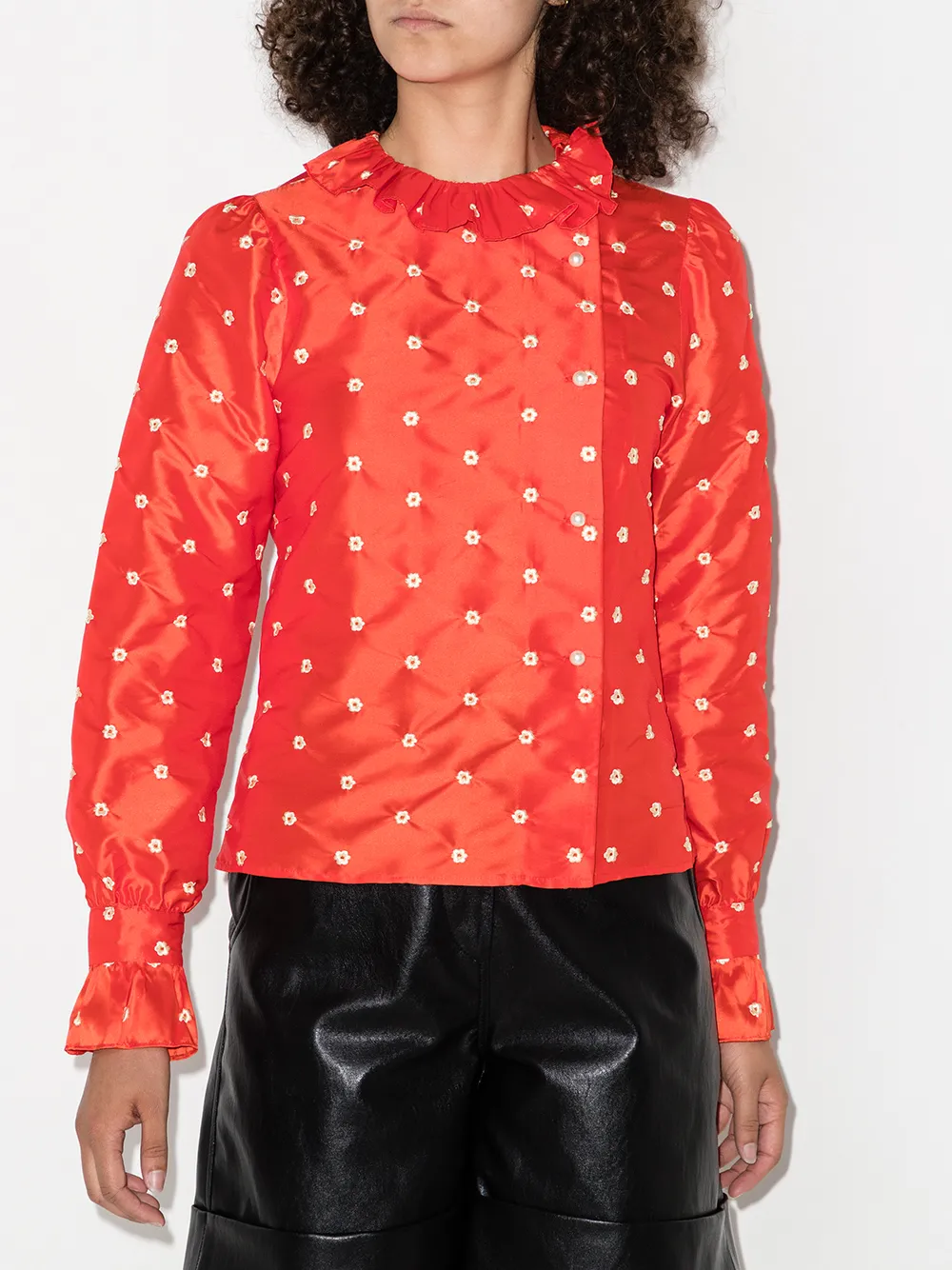Image 2 of Batsheva Petal embroidered ruffled blouse