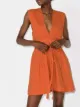 Image 2 of USISI SISTER V-neck sleeveless belted dress