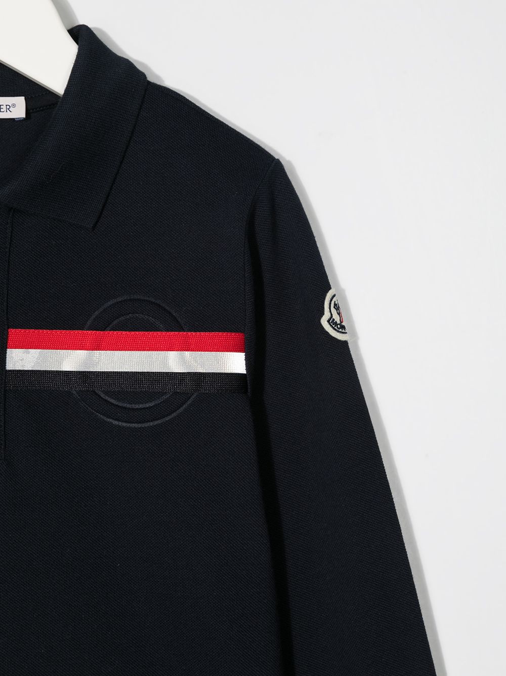 фото Moncler kids рубашка поло в полоску с логотипом